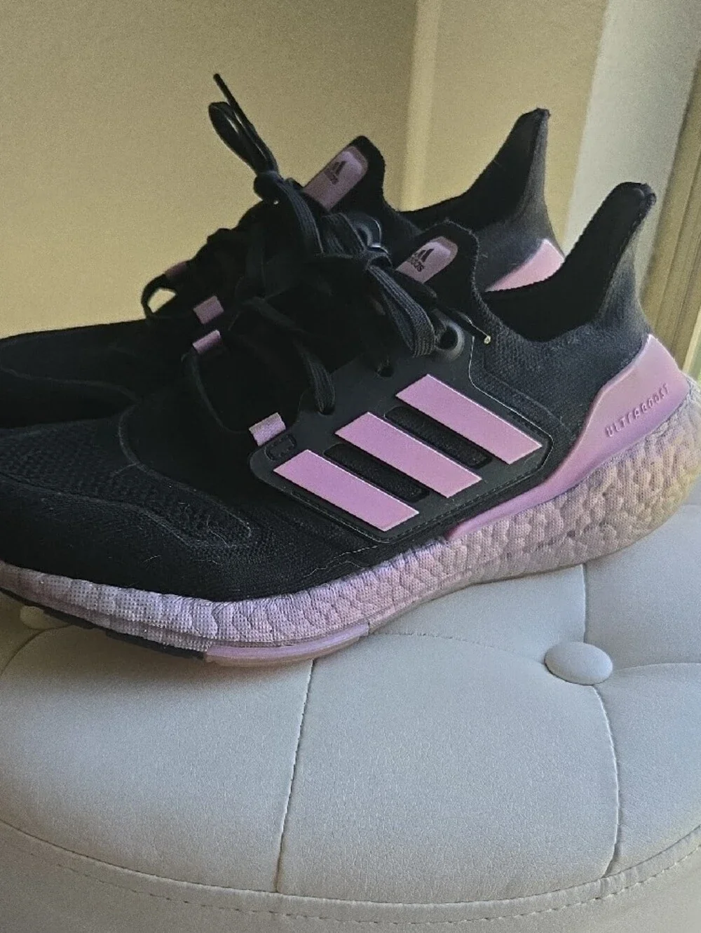 adidas Black and Light Pink Ultraboost Sneakers